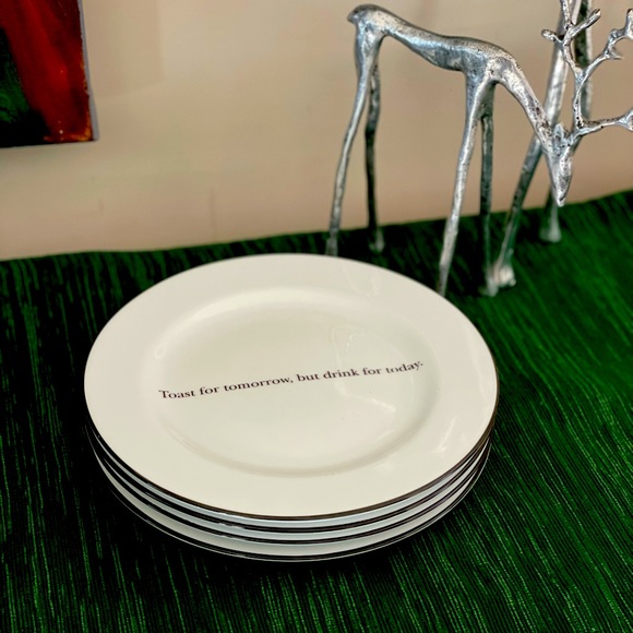 Pottery Barn Cocktail Quotes Appetizer Plates (set of 4) - Picture 1 of 6